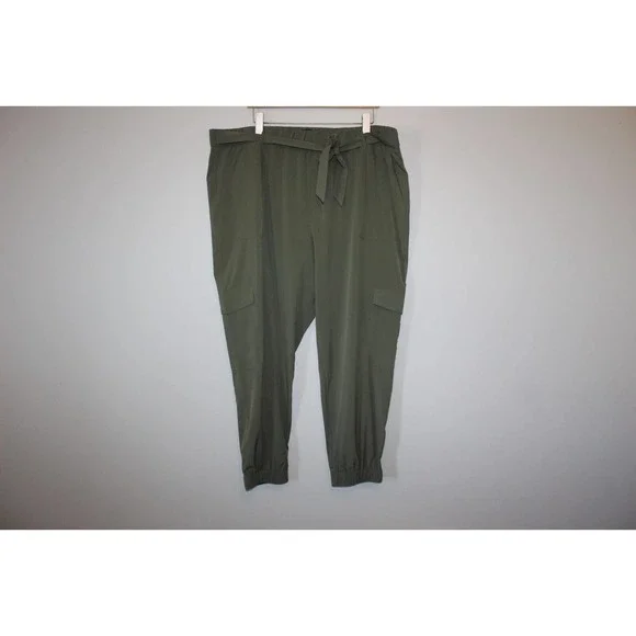 Banana Republic Tie Waist Cargo Jogger Pants Green Women's Size XXL H14705 - Picture 2 of 15